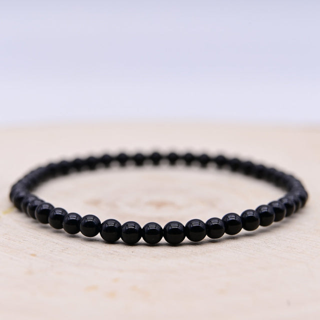 Bracelet Obsidienne Noire "Armure"