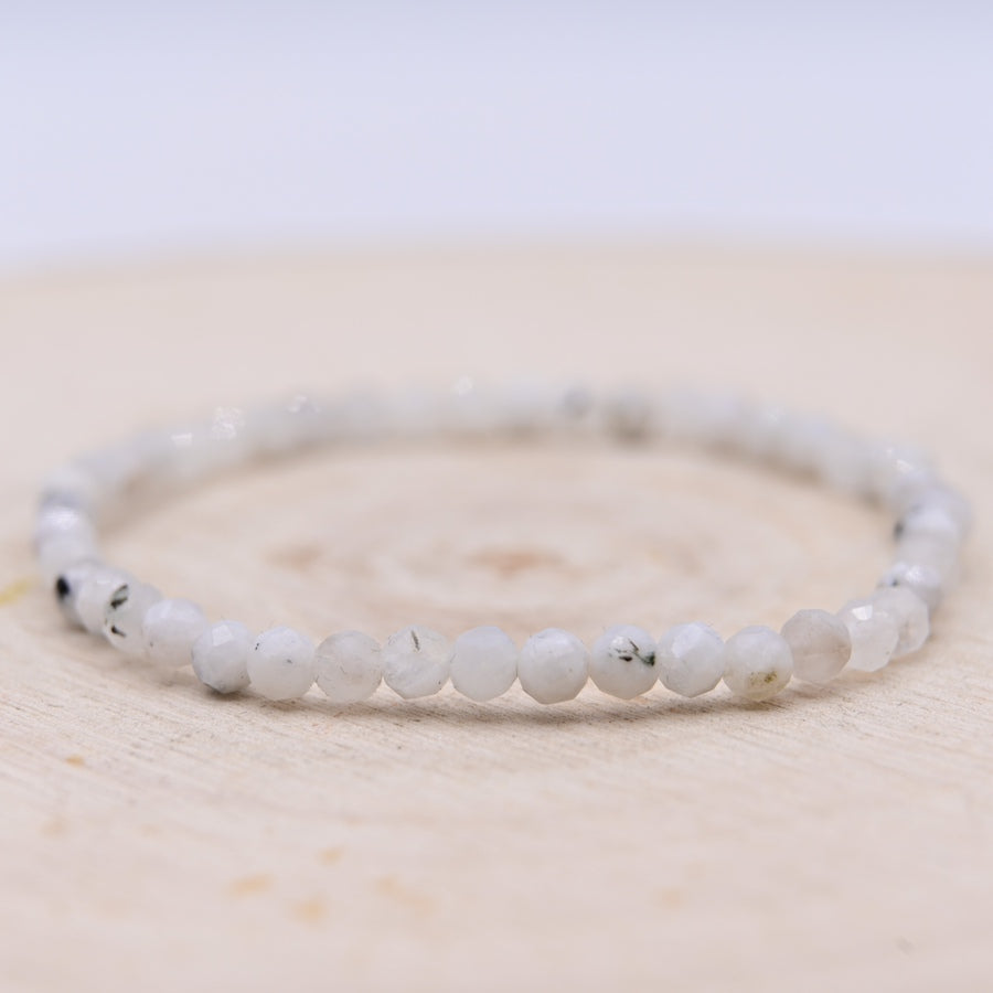 Bracelet Facetté Pierre de Lune Blanche "Douceur Féminine"