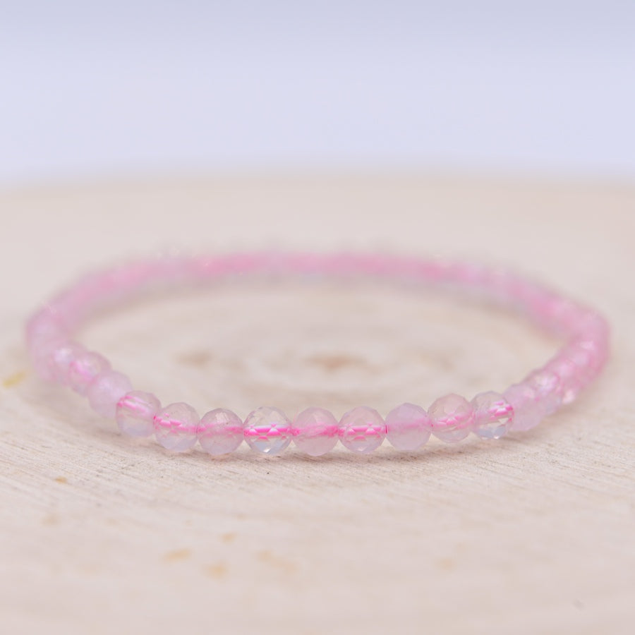 Bracelet Facetté Quartz Rose "Amour"