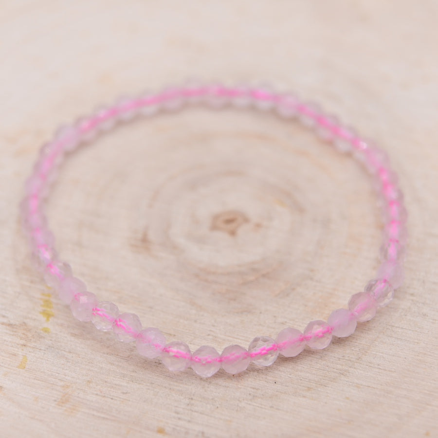 Bracelet Facetté Quartz Rose "Amour"