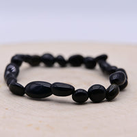 Bracelet Roulé Obsidienne Noire "Armure"