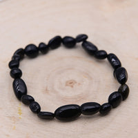 Bracelet Roulé Obsidienne Noire "Armure"