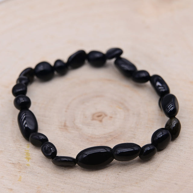 Bracelet Roulé Obsidienne Noire "Armure"