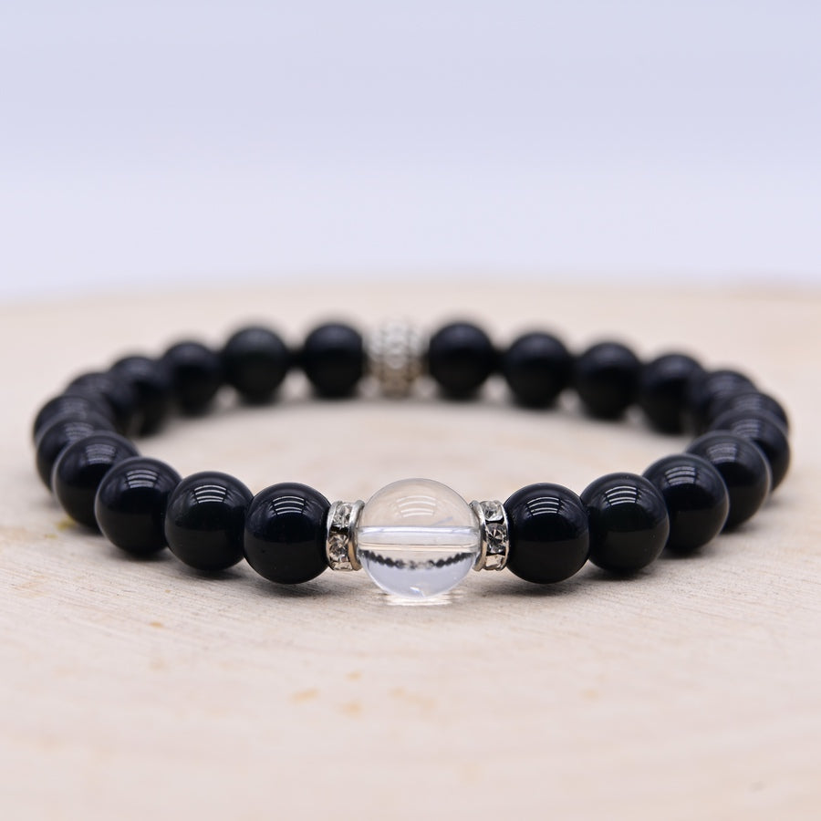 Bracelet Nikiti Obsidienne Noire "Armure"