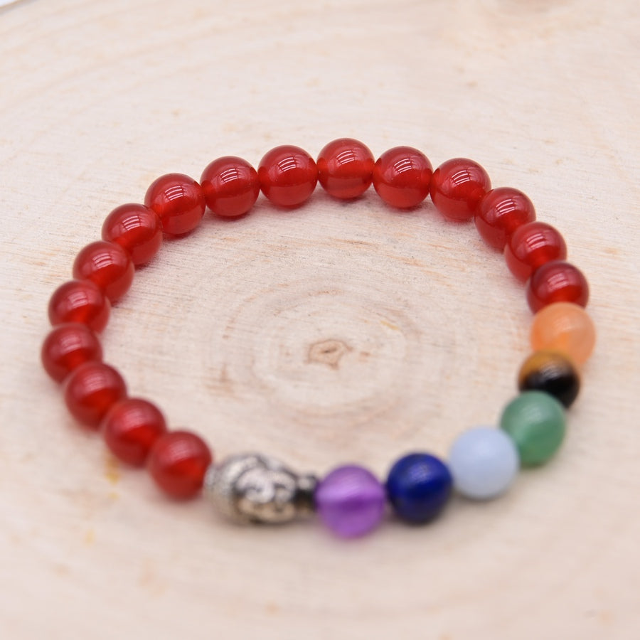 Bracelet Cornaline Bouddha 7 Chakras