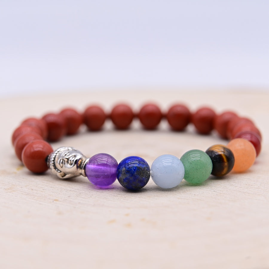 Bracelet Jaspe Rouge Bouddha 7 Chakras