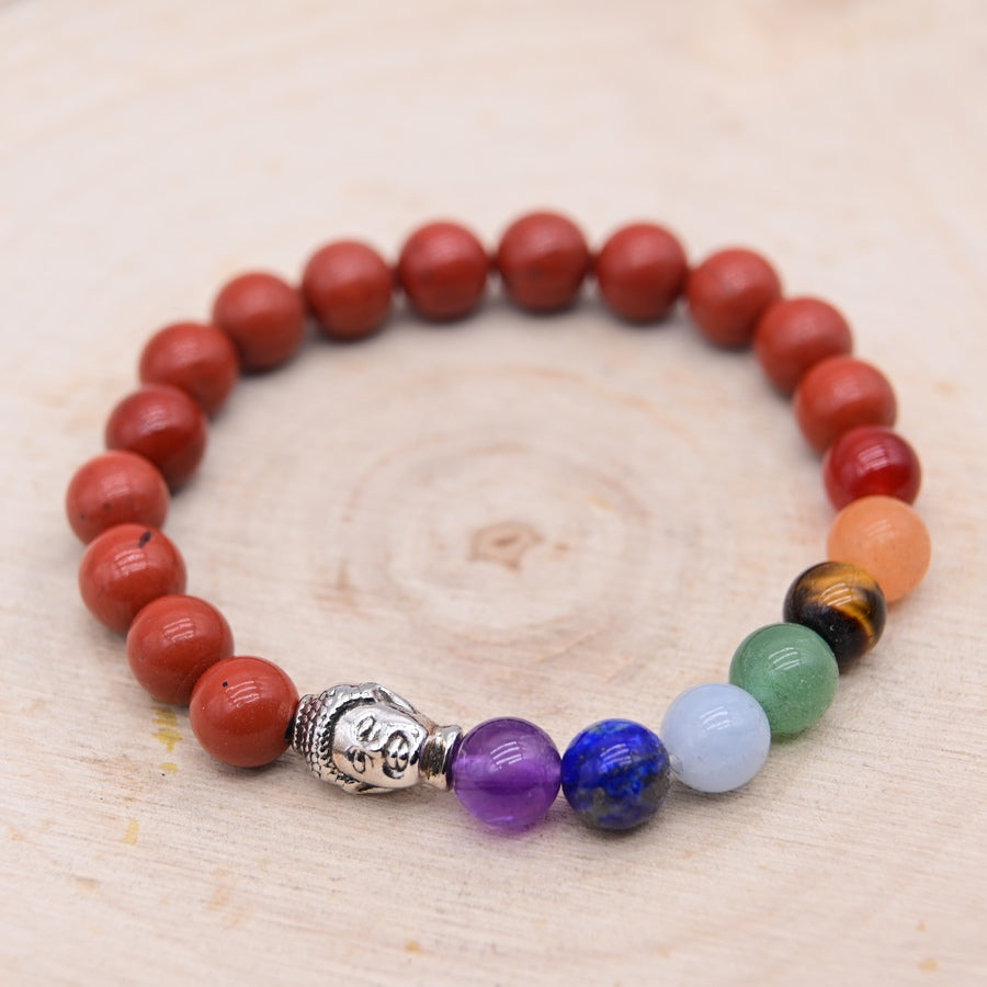 Bracelet Jaspe Rouge Bouddha 7 Chakras