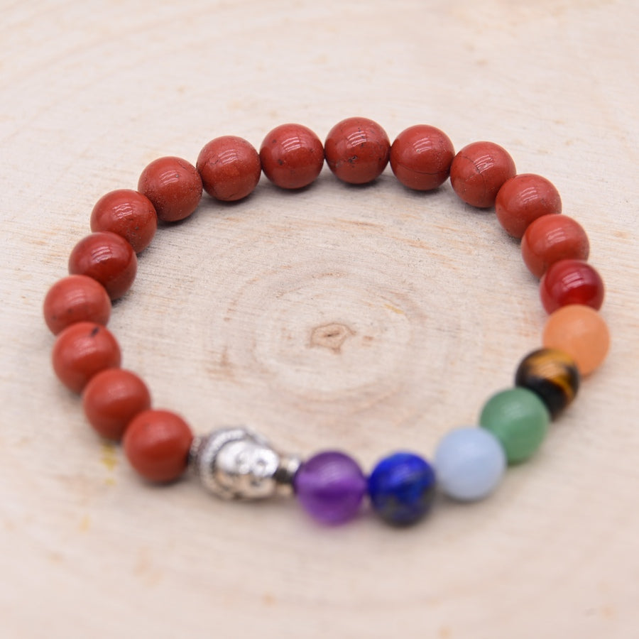 Bracelet Jaspe Rouge Bouddha 7 Chakras