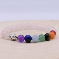 Bracelet Quartz Rose Bouddha 7 Chakras