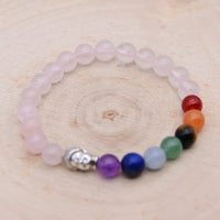 Bracelet Quartz Rose Bouddha 7 Chakras