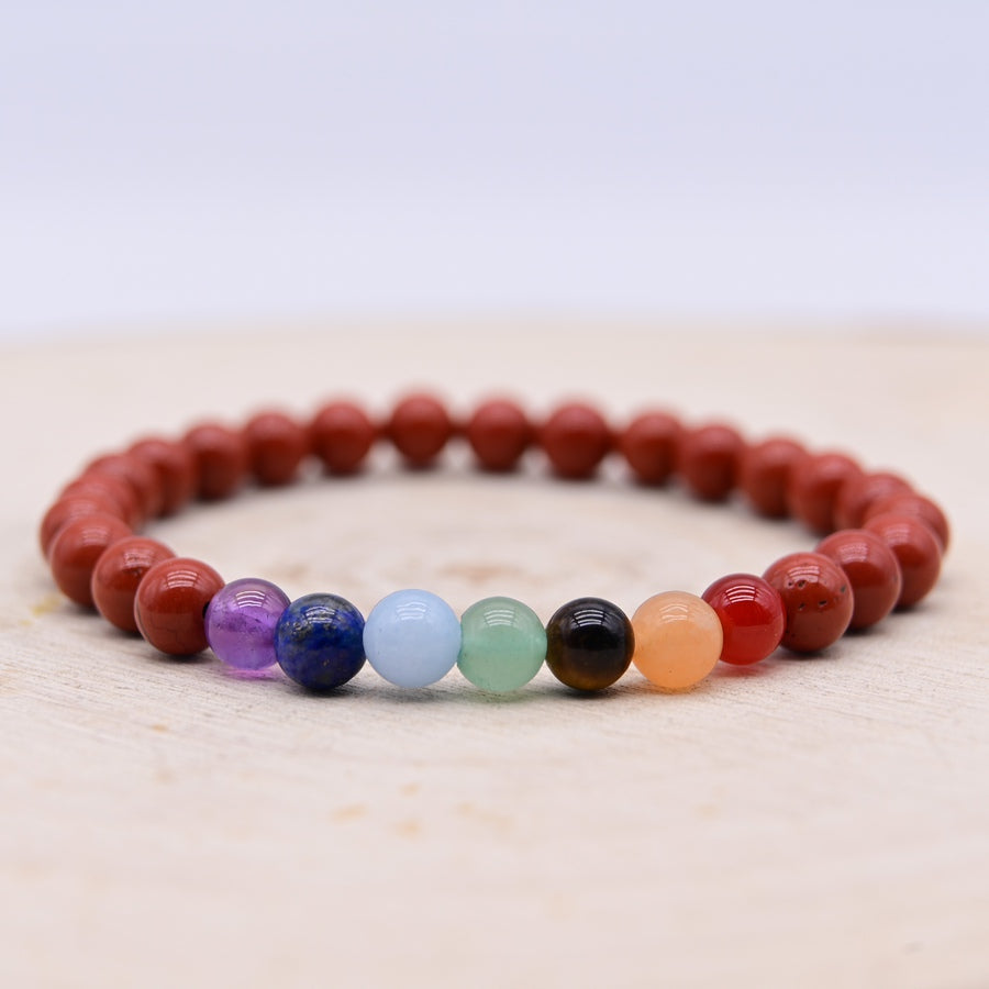 Bracelet Jaspe Rouge 7 Chakras