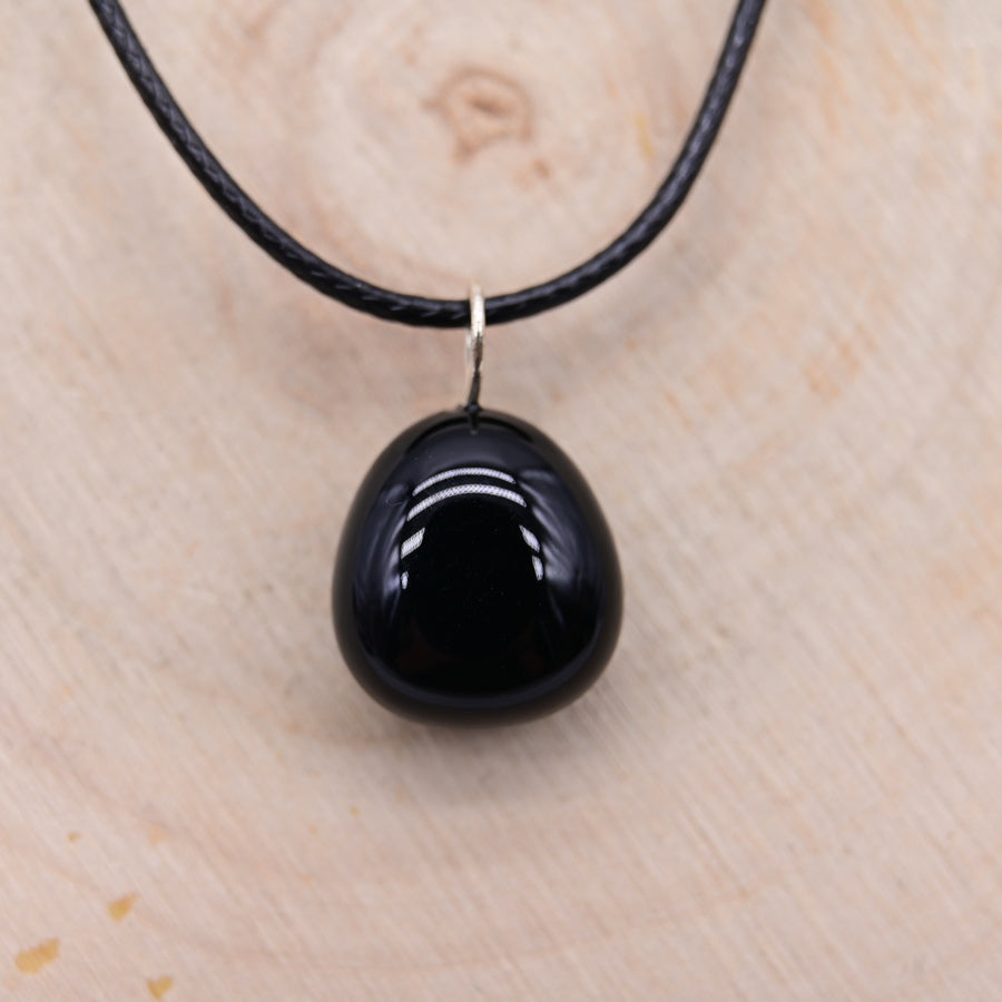 Pendentif Roulé Agate Noire "Ancrage"