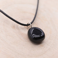 Pendentif Roulé Obsidienne Noire "Armure"