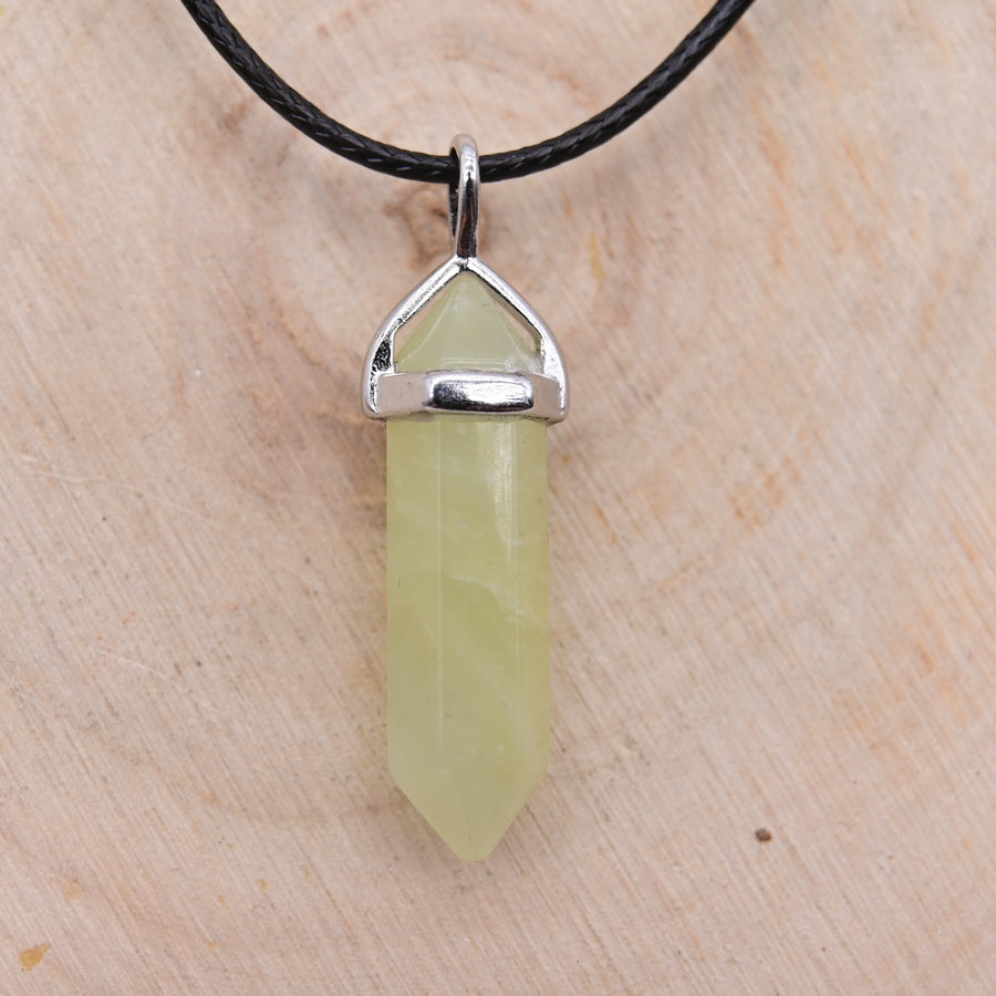 Pendentif Pointe Hexa Jade de Chine "Chance"