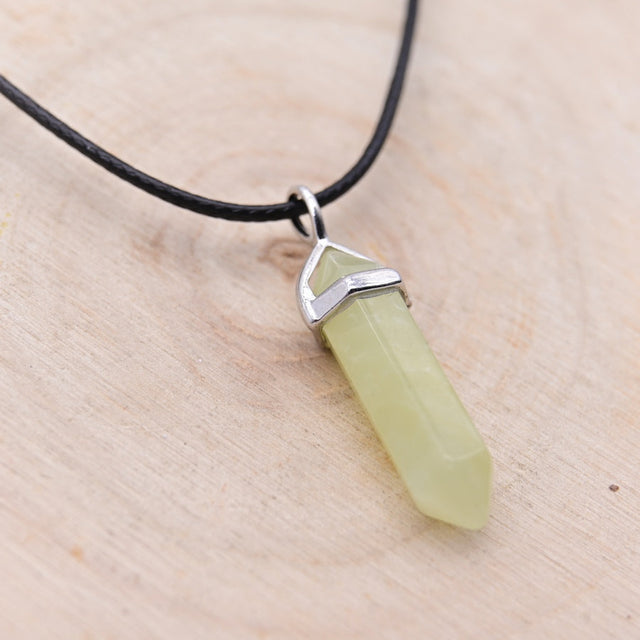 Pendentif Pointe Hexa Jade de Chine "Chance"