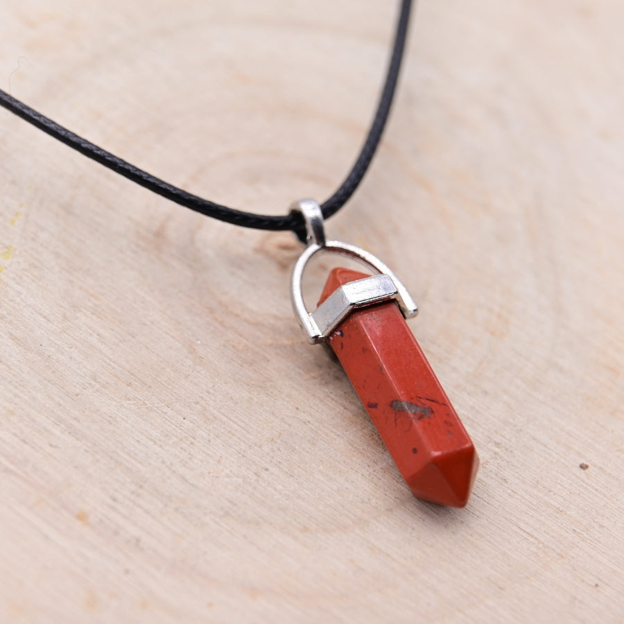 Pendentif Pointe Hexa Jaspe Rouge "Vitalité"