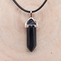 Pendentif Pointe Hexa Obsidienne Noire "Armure"