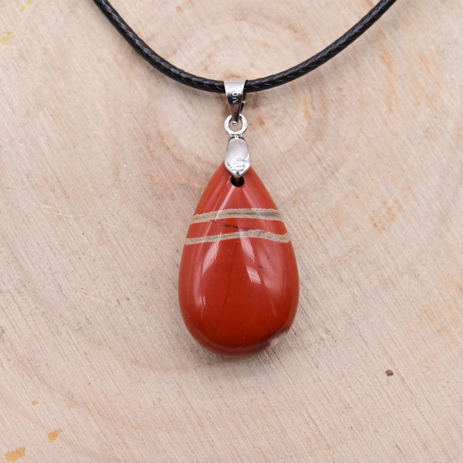 Pendentif Goutte Jaspe Rouge "Vitalité"