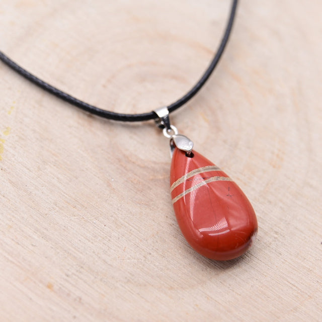 Pendentif Goutte Jaspe Rouge "Vitalité"