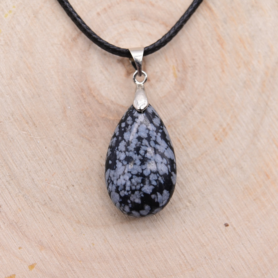 Pendentif Goutte Obsidienne Mouchetée "Clarté et Protection"