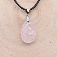 Pendentif Goutte Quartz Rose "Amour"