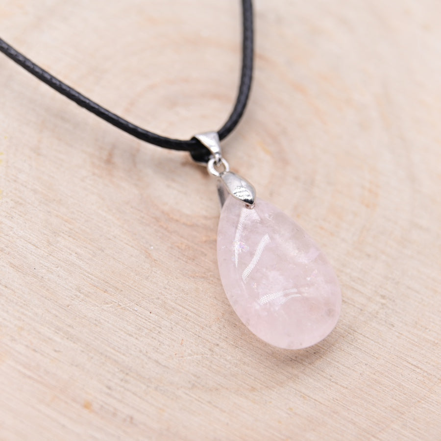 Pendentif Goutte Quartz Rose "Amour"