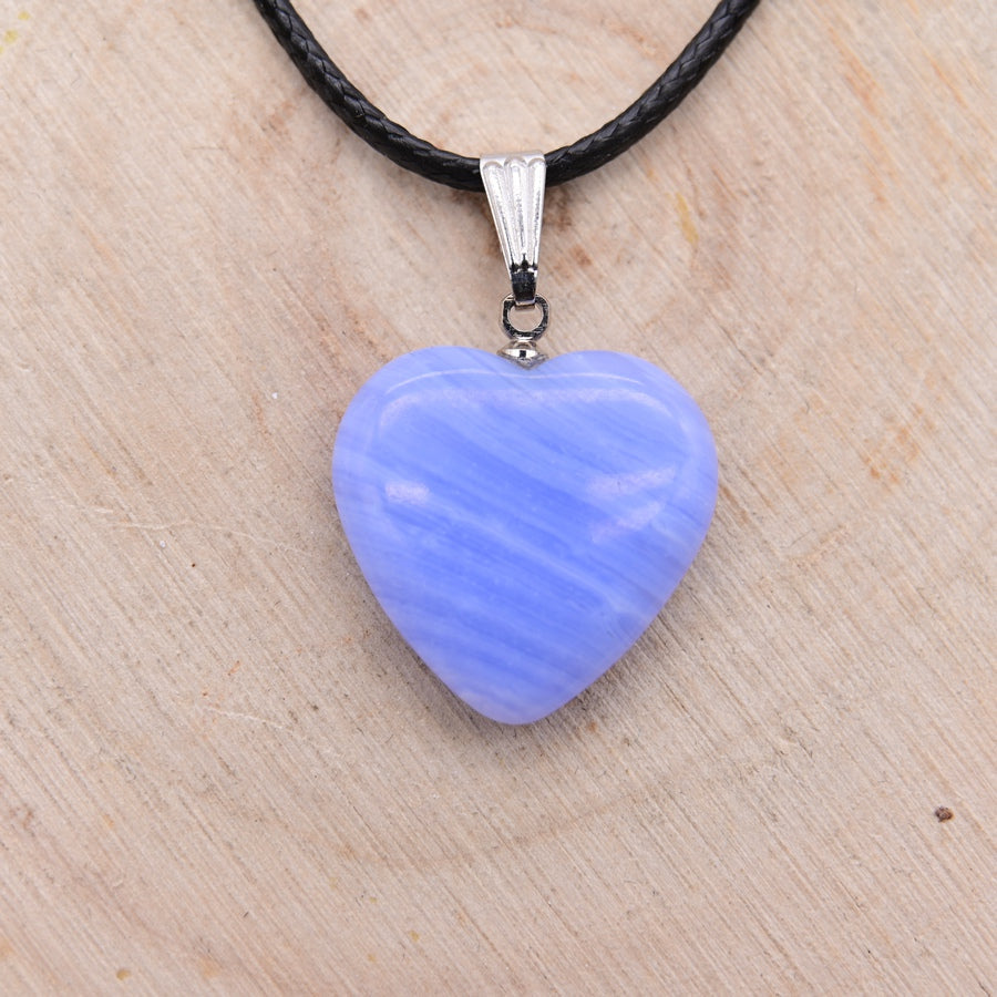 Pendentif Coeur Calcédoine Bleue "Clarté"