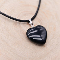 Pendentif Coeur Obsidienne Noire "Armure"