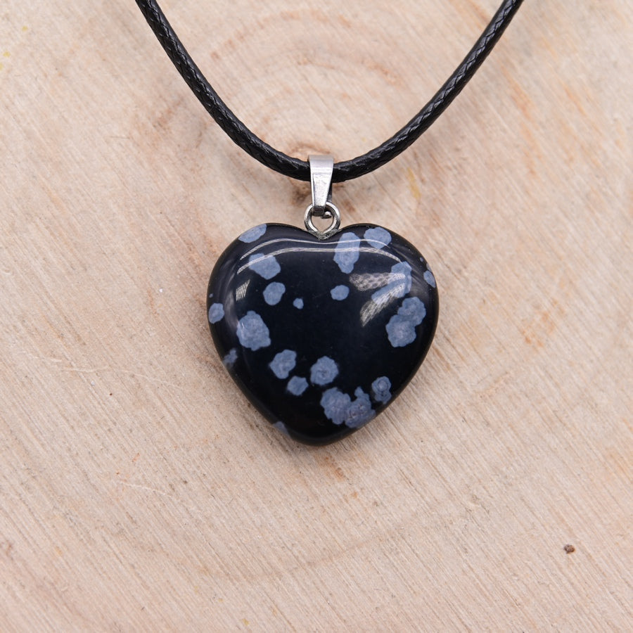 Pendentif Coeur Obsidienne Mouchetée "Clarté et Protection"