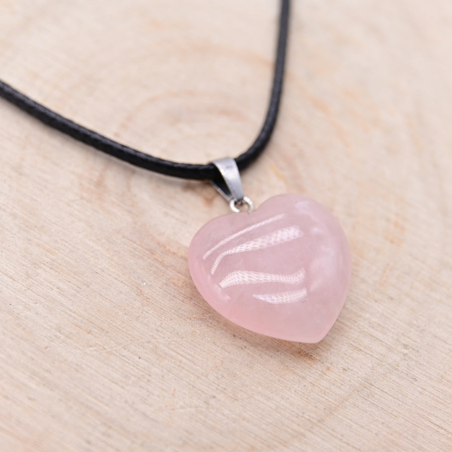 Pendentif Coeur Quartz Rose "Amour"