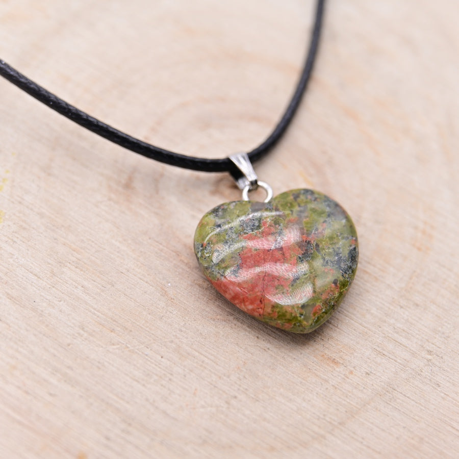 Pendentif Coeur Unakite "Croissance Personnelle"