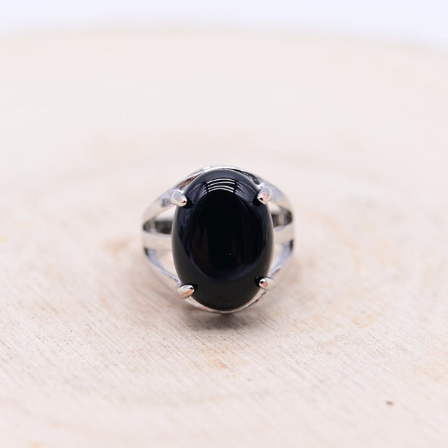 Bague Agate Noire "Ancrage"