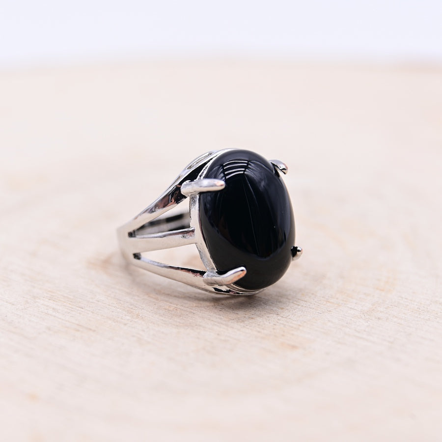 Bague Agate Noire "Ancrage"