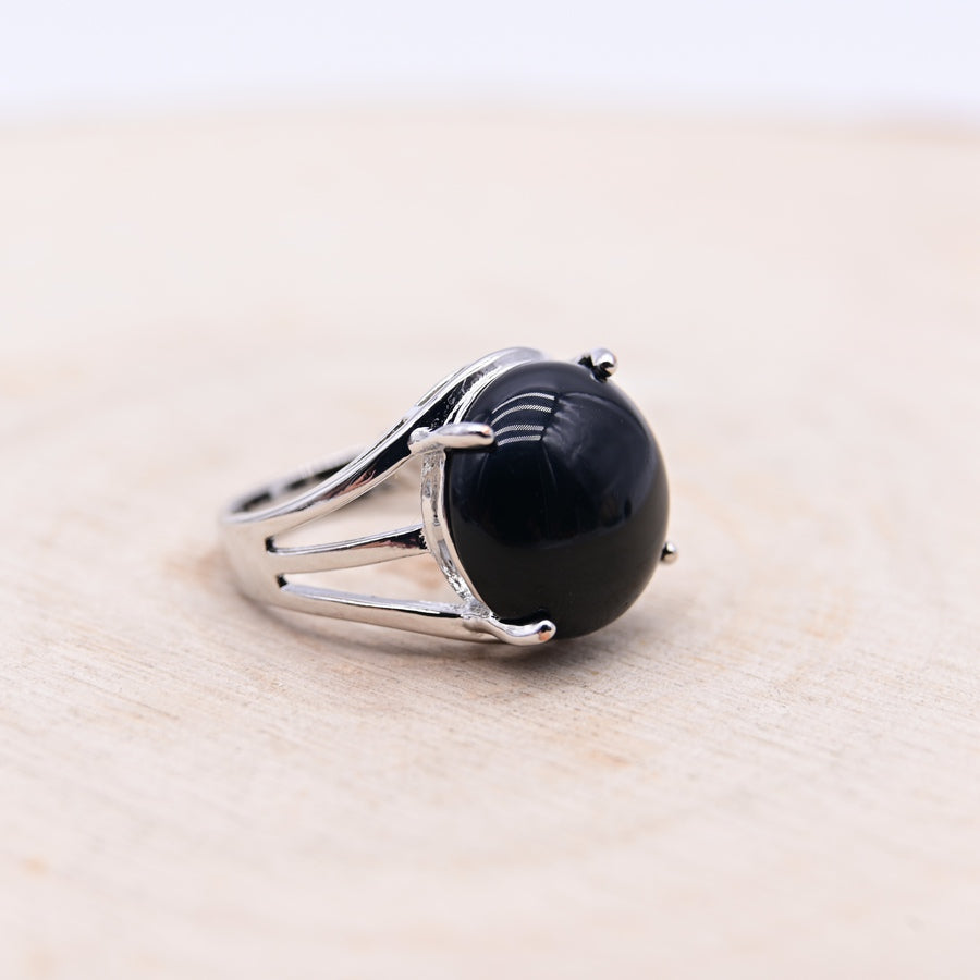 Bague Agate Noire "Ancrage"