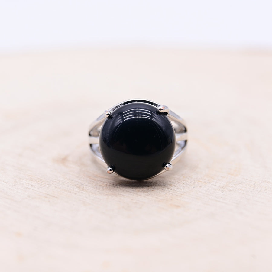 Bague Agate Noire "Ancrage"