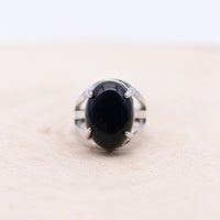 Bague Obsidienne Noire "Armure"