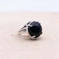 Bague Obsidienne Noire "Armure"