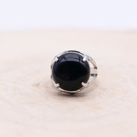 Bague Obsidienne Noire "Armure"