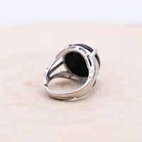 Bague Obsidienne Noire "Armure"