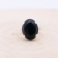 Bague Agate Noire "Ancrage" Argent 925