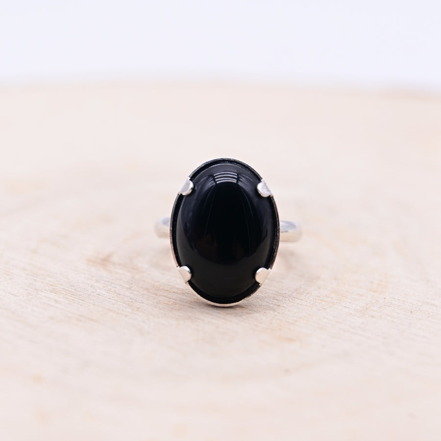 Bague Obsidienne Noire "Armure" Argent 925