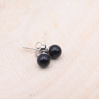 Boucles d'oreilles Obsidienne Noire "Armure"