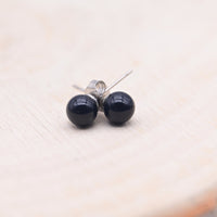 Boucles d'oreilles Obsidienne Noire "Armure"