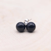 Boucles d'oreilles Obsidienne Noire "Armure"