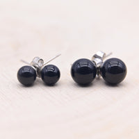 Boucles d'oreilles Obsidienne Noire "Armure"