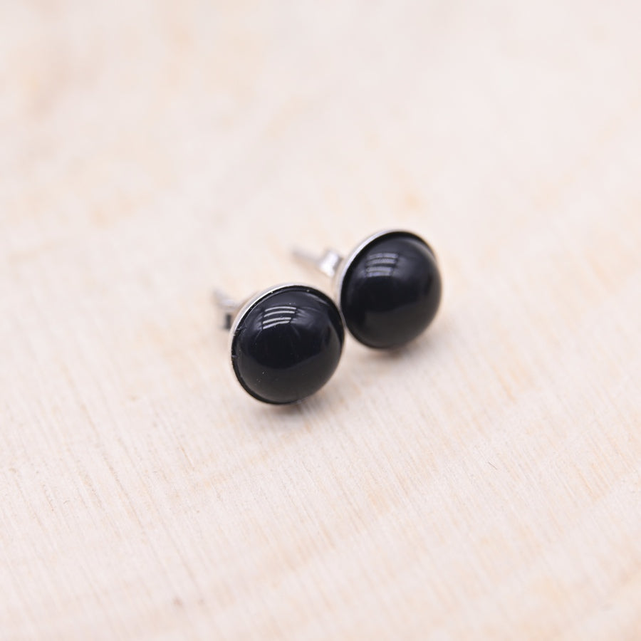 Boucles d'oreilles Obsidienne Noire "Armure" Argent 925