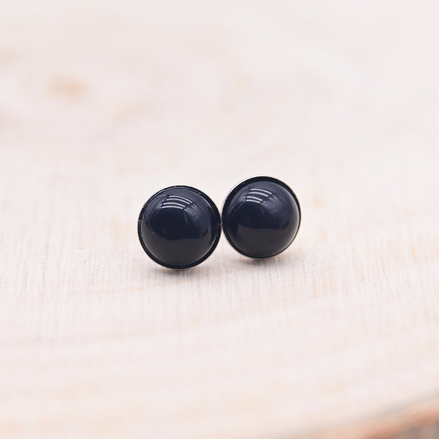 Boucles d'oreilles Obsidienne Noire "Armure" Argent 925