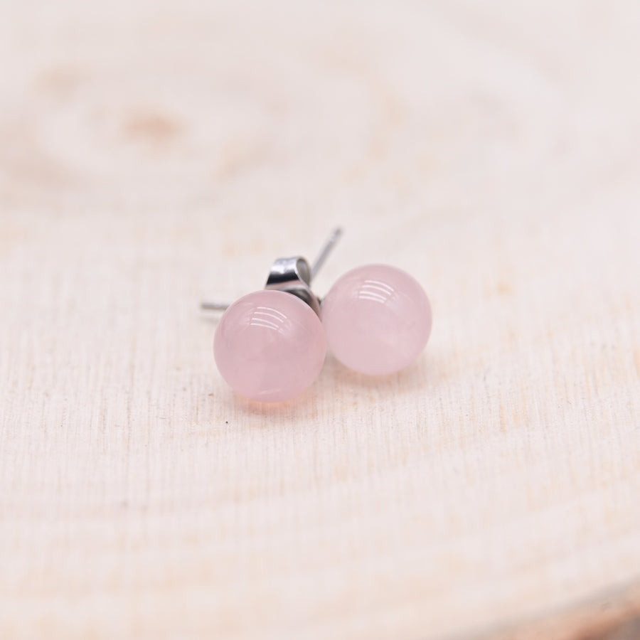 Boucles d'oreilles Quartz Rose "Amour"