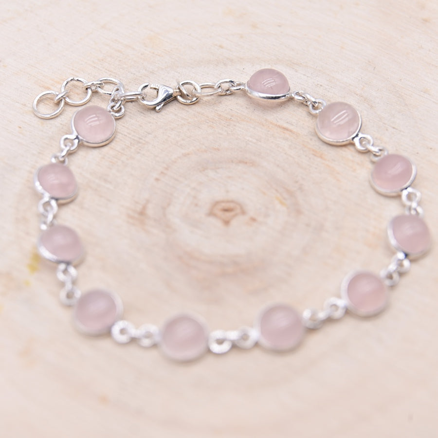 [RARE] Bracelet en Quartz Rose - Argent 925