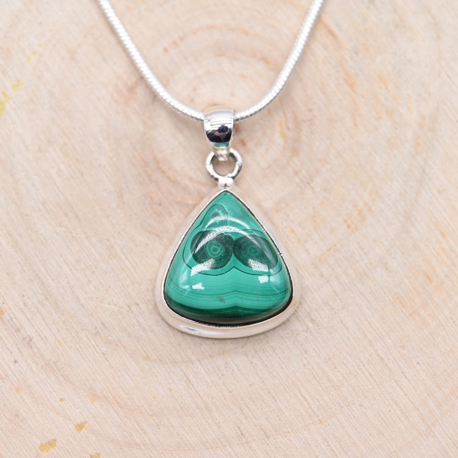 [RARE] Pendentif en Malachite - Argent 925 - PMALAEXTRA002